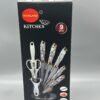 Kitchen knife set with stainless steel blades for cooking and food preparation